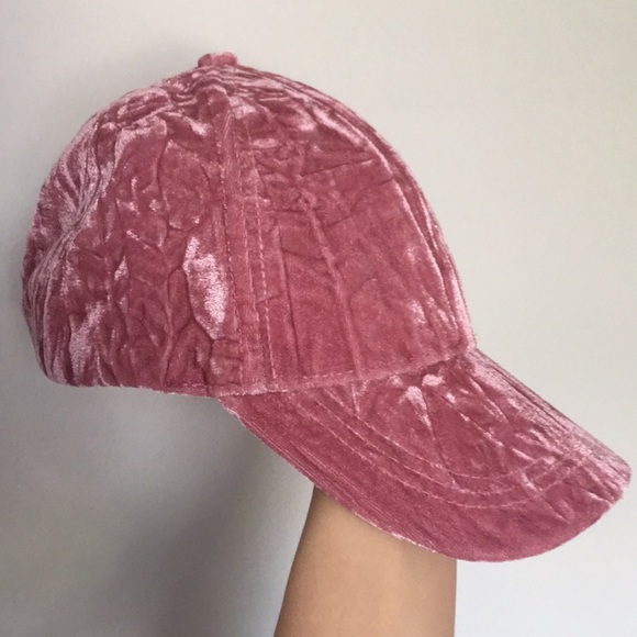 pink suede baseball cap